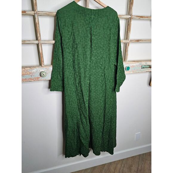 NWT Peacock Ways Green Long Sleeve Wrap Boho Dress Size Large - Picture 9 of 9